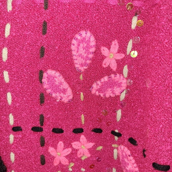 Vintage Tanjay Patchwork Embroidered Floral Cardigan Boho Art Sweater S - Picture 7 of 11